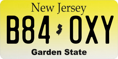 NJ license plate B84OXY