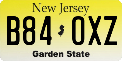 NJ license plate B84OXZ