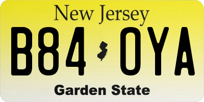 NJ license plate B84OYA