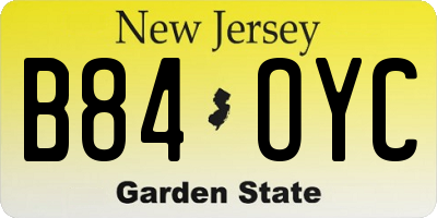 NJ license plate B84OYC