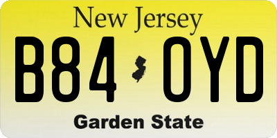 NJ license plate B84OYD