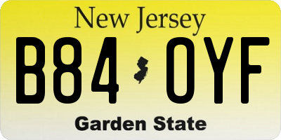 NJ license plate B84OYF