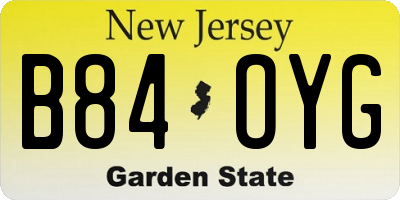 NJ license plate B84OYG