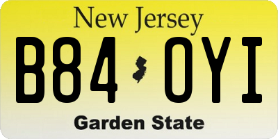 NJ license plate B84OYI