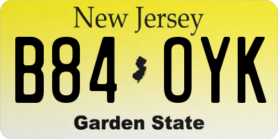NJ license plate B84OYK