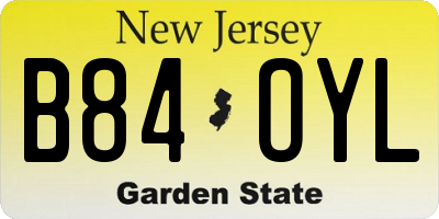NJ license plate B84OYL