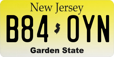 NJ license plate B84OYN