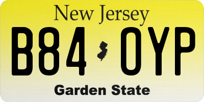 NJ license plate B84OYP