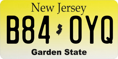 NJ license plate B84OYQ