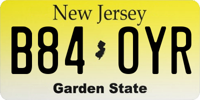 NJ license plate B84OYR