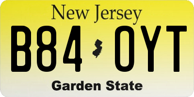 NJ license plate B84OYT