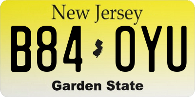 NJ license plate B84OYU