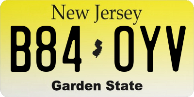 NJ license plate B84OYV