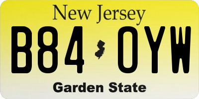 NJ license plate B84OYW