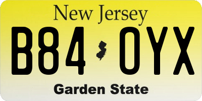 NJ license plate B84OYX