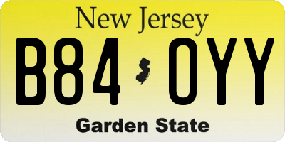 NJ license plate B84OYY