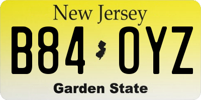NJ license plate B84OYZ