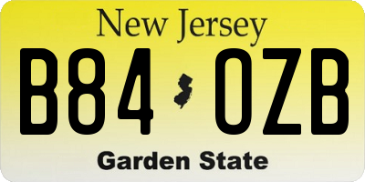 NJ license plate B84OZB