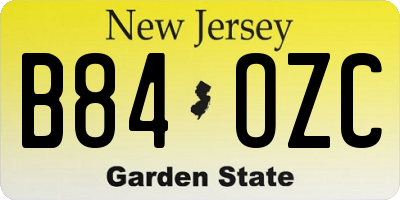 NJ license plate B84OZC