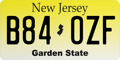 NJ license plate B84OZF