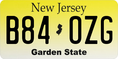 NJ license plate B84OZG