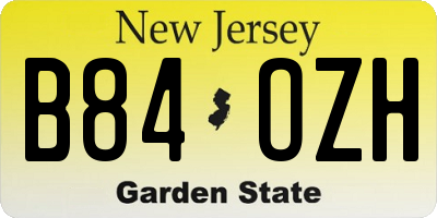 NJ license plate B84OZH