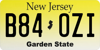 NJ license plate B84OZI