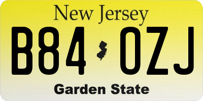 NJ license plate B84OZJ