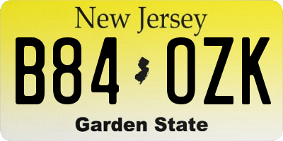 NJ license plate B84OZK
