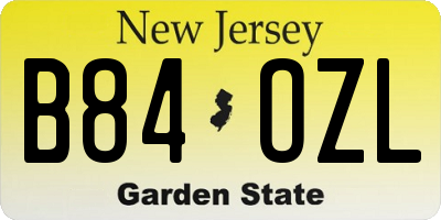 NJ license plate B84OZL