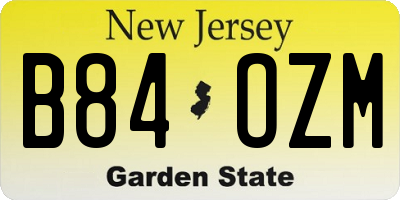 NJ license plate B84OZM