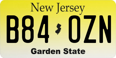 NJ license plate B84OZN