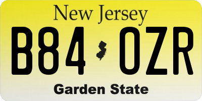 NJ license plate B84OZR