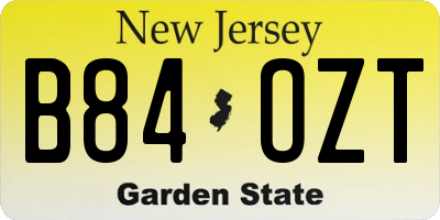 NJ license plate B84OZT