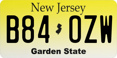 NJ license plate B84OZW