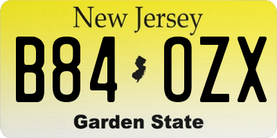 NJ license plate B84OZX