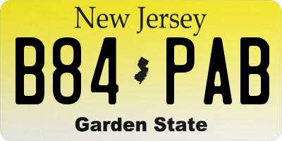 NJ license plate B84PAB