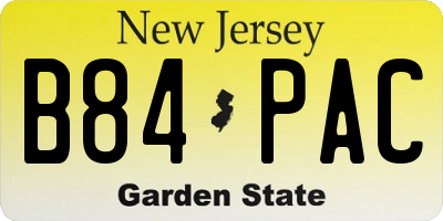 NJ license plate B84PAC