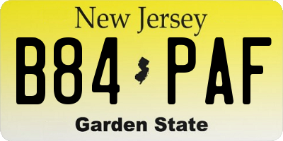 NJ license plate B84PAF
