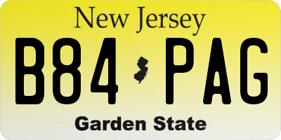 NJ license plate B84PAG