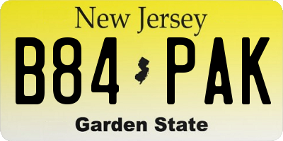NJ license plate B84PAK