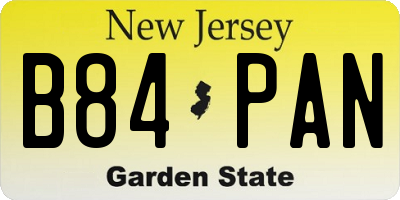 NJ license plate B84PAN