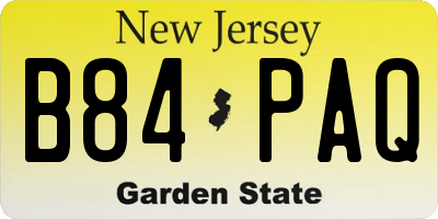 NJ license plate B84PAQ