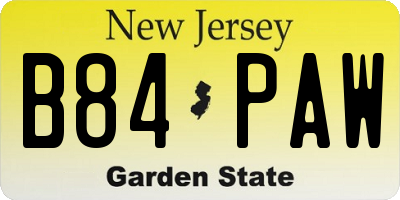 NJ license plate B84PAW