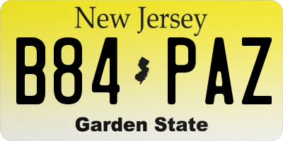 NJ license plate B84PAZ