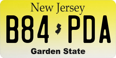 NJ license plate B84PDA