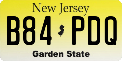 NJ license plate B84PDQ