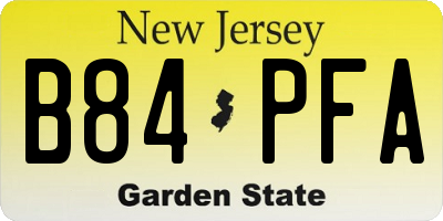 NJ license plate B84PFA