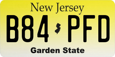 NJ license plate B84PFD
