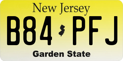 NJ license plate B84PFJ